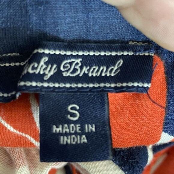 187. Lucky Brand Strapless Maxi Dress - Small - Navy Blue/Orange - Boho Chic - Picture 6 of 12